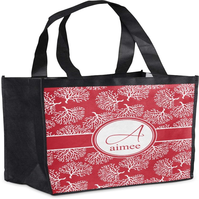 Personalized Coral Grocery Bag