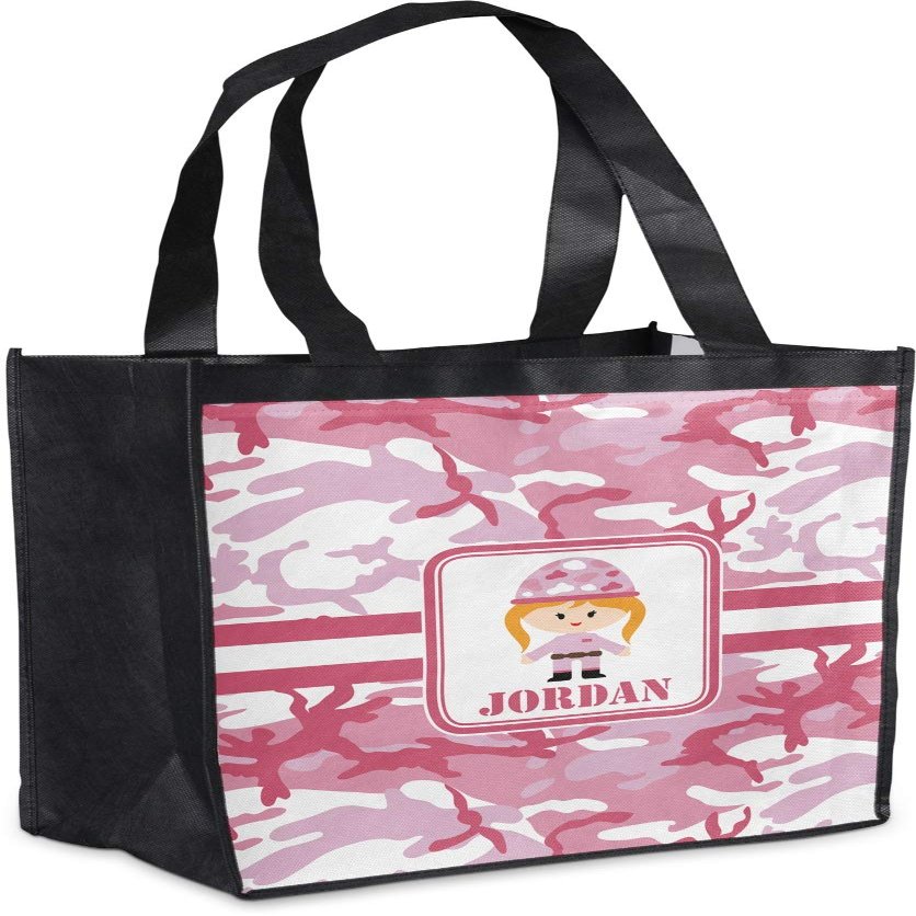 Personalized Pink Camo Grocery Bag