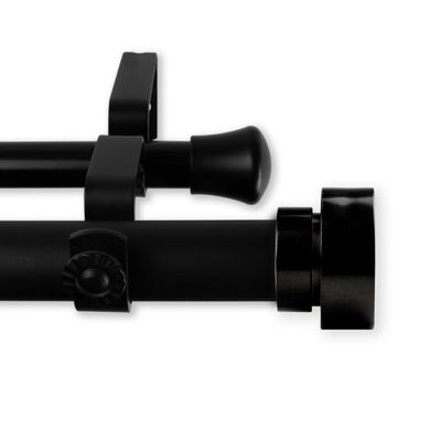 A&F Rod Decor - Fez 1" Double Curtain Rod 160-240 inch - Black