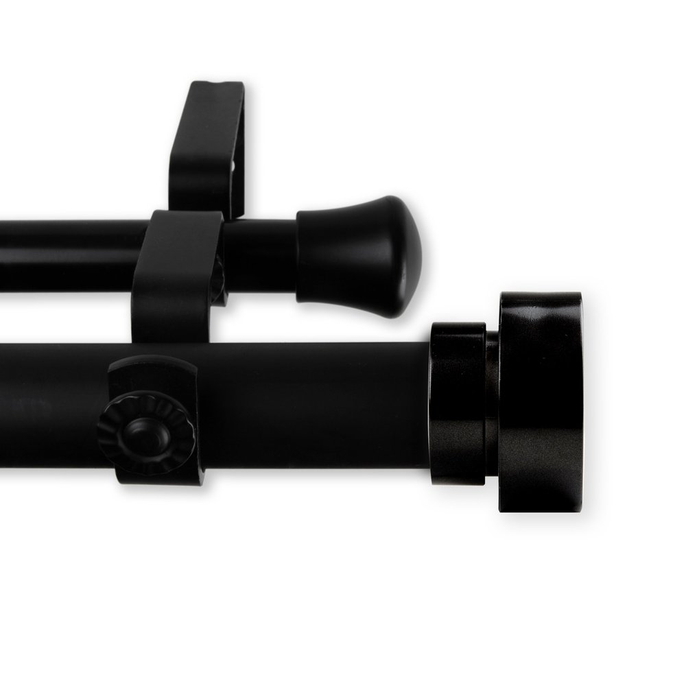 A&F Rod Decor - Fez 1" Double Curtain Rod 160-240 inch - Black