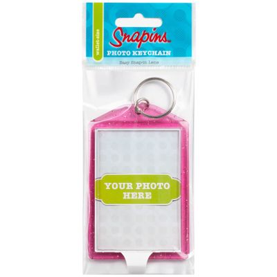 Snapins Hot Pink 2" x 2.875" Translucent Sparkle Photo Keychains - Pack of 25