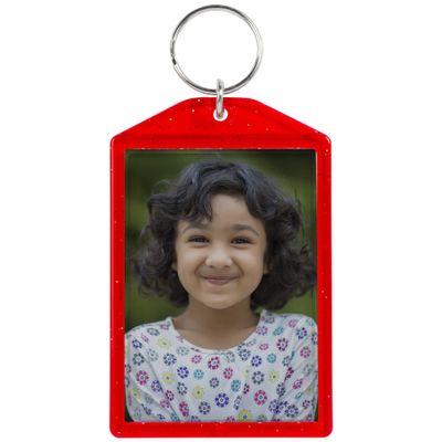Snapins Red 2" x 2.875" Translucent Sparkle Photo Keychains - Pack of 25