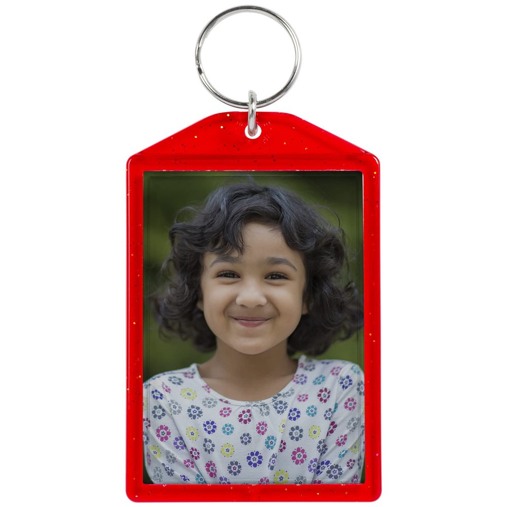 Snapins Red 2" x 2.875" Translucent Sparkle Photo Keychains - Pack of 25