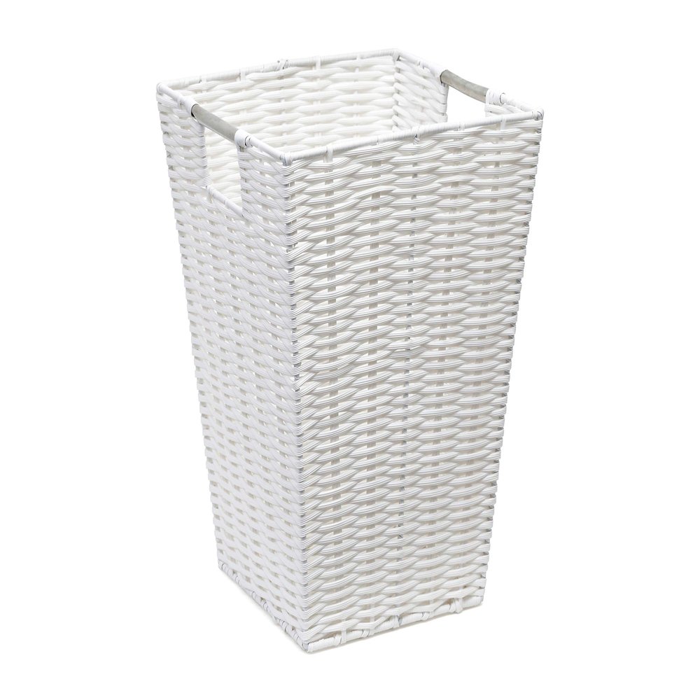 ARPAN Waste Paper Bin White Resin Plastic Strong Square Basket Storage Ideal for Home, Office, Hotels (White Square)