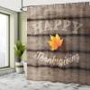 Lunarable Thanksgiving Shower Curtain, Greeting Text Typography Design Sketchy Hand Written with Maple Leaf, Cloth Fabric Bathroom Decor Set with Hooks, 69" W x 75" L, Umber Cream Marigold view 4