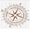 Ambesonne Compass Shower Curtain, Navigation Device of The Age of Discovery Windrose Faded Design Boating Control, Cloth Fabric Bathroom Decor Set with Hooks, 69" W x 75" L, Pale Brown view 2