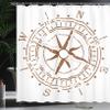 Ambesonne Compass Shower Curtain, Navigation Device of The Age of Discovery Windrose Faded Design Boating Control, Cloth Fabric Bathroom Decor Set with Hooks, 69" W x 75" L, Pale Brown view 3