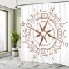 Ambesonne Compass Shower Curtain, Navigation Device of The Age of Discovery Windrose Faded Design Boating Control, Cloth Fabric Bathroom Decor Set with Hooks, 69" W x 75" L, Pale Brown view 4