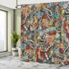 Ambesonne Hipster Shower Curtain, Cinema Items Combined in an Abstract Style Popcorn Movie Reel The End Theatre, Cloth Fabric Bathroom Decor Set with Hooks, 69" W x 75" L, Teal Redbrown view 4