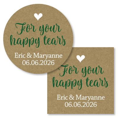 For Your Happy Tears Stickers | Wedding Tissue Favor Stickers | Kraft Wedding Favor Stickers | 266-KR