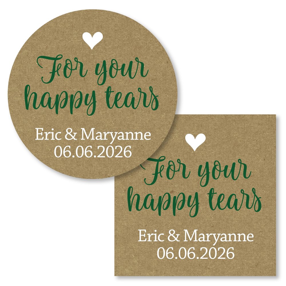 For Your Happy Tears Stickers | Wedding Tissue Favor Stickers | Kraft Wedding Favor Stickers | 266-KR