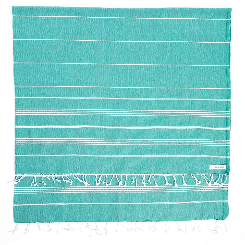Bersuse Towels Anatolia XL Beach Blanket Throw Blanket Turkish Towel 100% Cotton Extra-Large Quick-Dry Lightweight Premium Peshtemal Towel - 61x82 Inches, Teal (Set of 3)