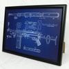 Vintage Style WW2 German MP40 Framed Blueprint Artwork (Blue Background) view 1