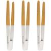 BambooMN Premium 7.9" Reusable Bamboo Kitchen "A" Toast Tongs For Cooking & Holding - White - 3 Pieces view 1