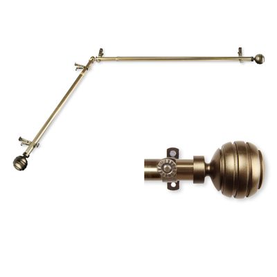 A&F Rod Decor - Dipper Corner Window Curtain Rod 66-120 inch (Each Side) - Antique Brass