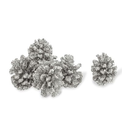K&K Interiors 51428A-WH Box of 24 White Glitter Pinecones