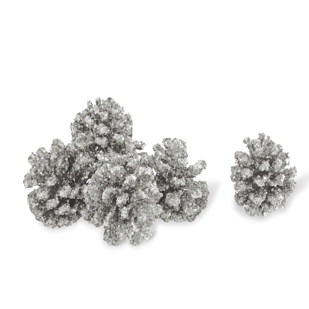 K&K Interiors 51428A-WH Box of 24 White Glitter Pinecones