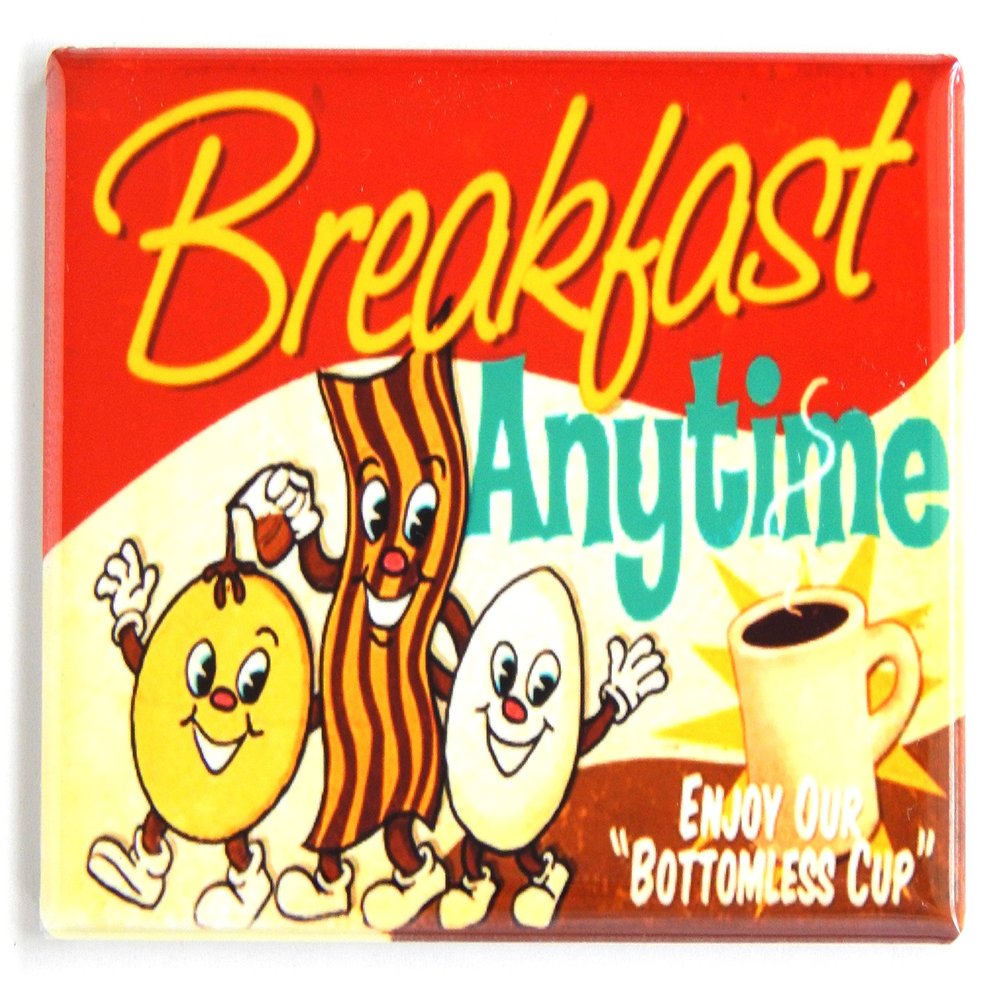 Bacon, Eggs, and Coffee Sign Fridge Magnet (2.5 x 3.5 inches)