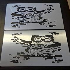 2 x Mother & Baby owl Stencil Sheets for Greeting Card Making/Wall Border Bird Prey