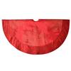 Gireshome 36" red Faux Silk Deluxe Berry Embroidered with Handcraft Pintuck Border Christmas Tree Skirt Christmas Decoration view 1