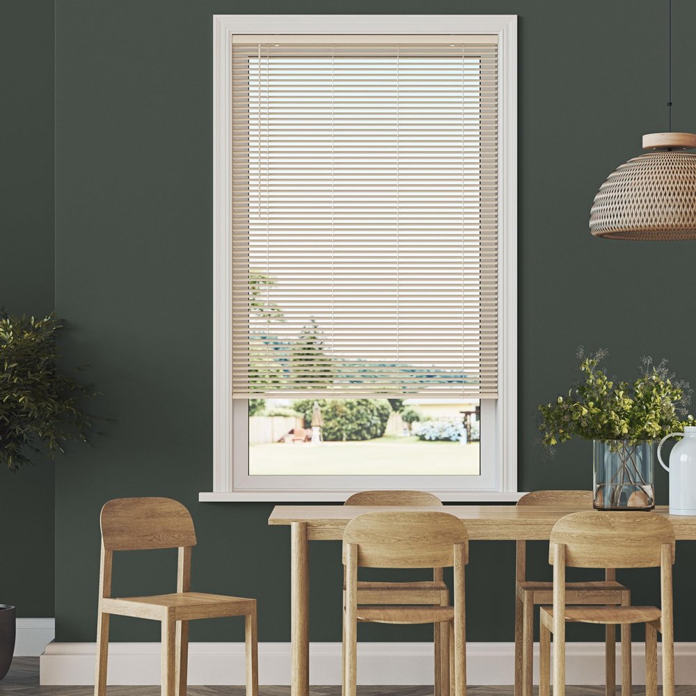 Vinyl Mini Blinds 1-Inch Cordless Room Darkening Blind for Windows - Starting at $9.97 - (Over 1,400 Add'l Custom Sizes) Vinyl Blinds, Mini Blinds, Window Blinds Cordless, Alabaster - 31"W x 72"L