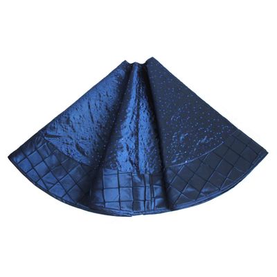 Gireshome 42" Blue Faux Silk Sparkle Glitter Sequin with Handcraft Pintuck Border Christmas Tree Skirt Xmas Tree Decoration Merry Christmas Supplies Christmas Decoration