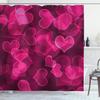Ambesonne Hot Pink Shower Curtain, Heart Shapes on Blurry Background Romantic Valentine's Day Design, Cloth Fabric Bathroom Decor Set with Hooks, 69" W x 75" L, Magenta Hot Pink view 1