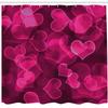 Ambesonne Hot Pink Shower Curtain, Heart Shapes on Blurry Background Romantic Valentine's Day Design, Cloth Fabric Bathroom Decor Set with Hooks, 69" W x 75" L, Magenta Hot Pink view 2