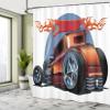 Ambesonne Cars Shower Curtain, Cartoon Hot Rod Antique Customized Classical American Engine Nostalgia Revival, Cloth Fabric Bathroom Decor Set with Hooks, 69" W x 70" L, Orange Blue Black view 4