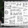 Ambesonne Adventure Shower Curtain, Wordings on Happiness with Monochrome Lettering Phrases on Plain Backdrop Print, Cloth Fabric Bathroom Decor Set with Hooks, 69" W x 75" L, White Black view 3