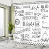 Ambesonne Adventure Shower Curtain, Wordings on Happiness with Monochrome Lettering Phrases on Plain Backdrop Print, Cloth Fabric Bathroom Decor Set with Hooks, 69" W x 75" L, White Black view 4