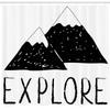 Ambesonne Adventure Shower Curtain, Explore Lettering Wild Forest Hand Drawn Simple Mountains Nature Theme, Cloth Fabric Bathroom Decor Set with Hooks, 69" W x 75" L, Black White view 2