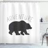 Ambesonne Adventure Shower Curtain, Black Silhouette of a Wild Bear Zoo Animal Nature Passion Hipster Design, Cloth Fabric Bathroom Decor Set with Hooks, 69" W x 75" L, Charcoal Grey White view 1