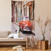 Ambesonne Cars Tapestry, Classical American Car in a Street with Houses Caribbeans Havana Cuba, Wall Hanging for Bedroom Living Room Dorm Decor, 60" X 80", Orange Sand Brown view 2