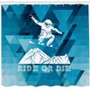 Ambesonne Adventure Shower Curtain, Ride or Die Sketch Letters Abstract Fractal Backdrop with Snowboarding Man, Cloth Fabric Bathroom Decor Set with Hooks, 69" W x 75" L, Purple Blue White view 2