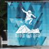 Ambesonne Adventure Shower Curtain, Ride or Die Sketch Letters Abstract Fractal Backdrop with Snowboarding Man, Cloth Fabric Bathroom Decor Set with Hooks, 69" W x 75" L, Purple Blue White view 3