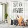 Ambesonne Adventure Shower Curtain, Say Yes to New Adventures Text Travel Preparations Theme Concept Retro Print, Cloth Fabric Bathroom Decor Set with Hooks, 69" W x 75" L, Multicolor view 4