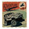 Ambesonne Adventure Shower Curtain, Aged Damaged Display with Retro Elements Strong Vehicle and Airplanes Print, Cloth Fabric Bathroom Decor Set with Hooks, 69" W x 75" L, Tan Orange Green view 2