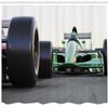 Ambesonne Cars Shower Curtain, Sports Theme Indy Vehicles on an Asphalt Road Motion Blur Formula Race Print, Cloth Fabric Bathroom Decor Set with Hooks, 69" W x 70" L, Green Grey view 2