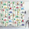 Ambesonne Cars Shower Curtain, Vibrant Drawing Cars Driving on The Roads Traffic Urban Themed Design, Cloth Fabric Bathroom Decor Set with Hooks, 69" W x 75" L, Apple Green Multicolor view 1