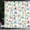 Ambesonne Cars Shower Curtain, Vibrant Drawing Cars Driving on The Roads Traffic Urban Themed Design, Cloth Fabric Bathroom Decor Set with Hooks, 69" W x 75" L, Apple Green Multicolor view 3