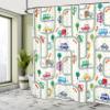 Ambesonne Cars Shower Curtain, Vibrant Drawing Cars Driving on The Roads Traffic Urban Themed Design, Cloth Fabric Bathroom Decor Set with Hooks, 69" W x 75" L, Apple Green Multicolor view 4