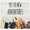 Ambesonne Adventure Shower Curtain, Say Yes to New Adventures Text Travel Preparations Theme Concept Retro Print, Cloth Fabric Bathroom Decor Set with Hooks, 69" W x 84" L, Multicolor view 2