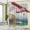 Ambesonne Saying Shower Curtain, Real Adventure Words Coastline and a Red Airplane Journey Travel Themed Art, Cloth Fabric Bathroom Decor Set with Hooks, 69" W x 84" L, Ruby Eggshell view 4