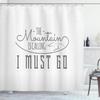 Ambesonne Adventure Shower Curtain, Inspirational Typography Design Hiking Woods Mountains Call of The Nature Theme, Cloth Fabric Bathroom Decor Set with Hooks, 69" W x 75" L, White Grey view 1