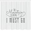 Ambesonne Adventure Shower Curtain, Inspirational Typography Design Hiking Woods Mountains Call of The Nature Theme, Cloth Fabric Bathroom Decor Set with Hooks, 69" W x 75" L, White Grey view 2