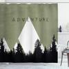 Ambesonne Adventure Shower Curtain, Forest with Halftone Effect Hipster Typography Camping in Mountains, Cloth Fabric Bathroom Decor Set with Hooks, 69" W x 75" L, Army Green view 1