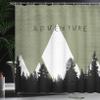 Ambesonne Adventure Shower Curtain, Forest with Halftone Effect Hipster Typography Camping in Mountains, Cloth Fabric Bathroom Decor Set with Hooks, 69" W x 75" L, Army Green view 3
