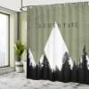 Ambesonne Adventure Shower Curtain, Forest with Halftone Effect Hipster Typography Camping in Mountains, Cloth Fabric Bathroom Decor Set with Hooks, 69" W x 75" L, Army Green view 4