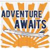Ambesonne Saying Shower Curtain, Commercial Airplane Rising Sun Adventure Words Aviation Journey Print, Cloth Fabric Bathroom Decor Set with Hooks, 69" W x 75" L, Navy Blue Orange view 2